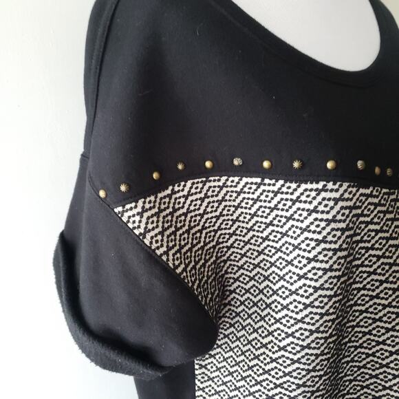 Scotch & Soda Maison Scotch Studded T-Shirt Dress Black Geometric Women Large - Picture 6 of 9